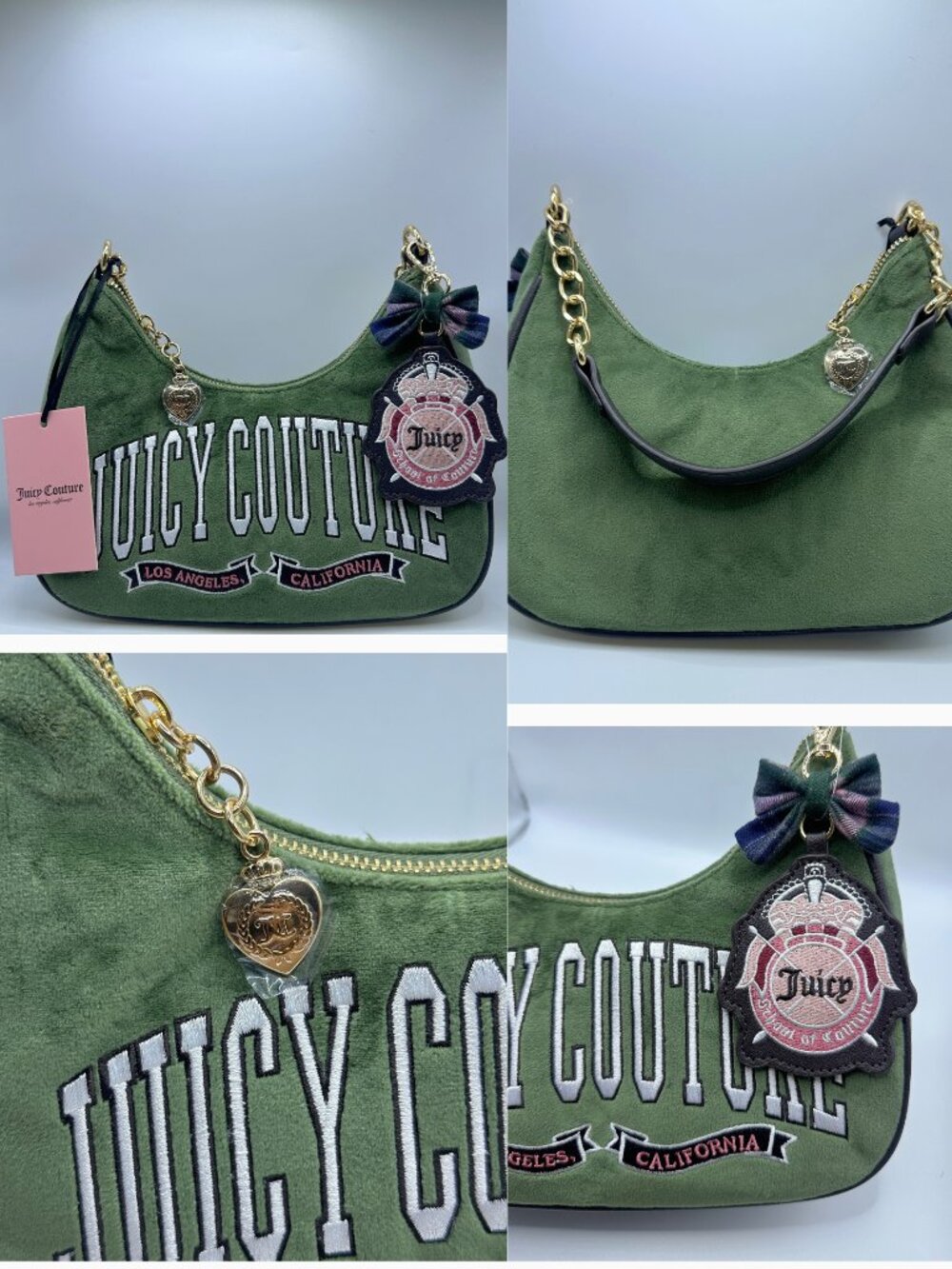 Juicy Couture University Shoulder Bag Super Greens Velour Purse NWT